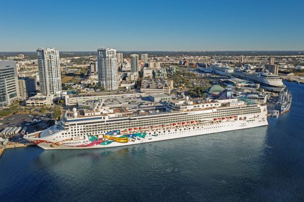 Three cruise ships in port